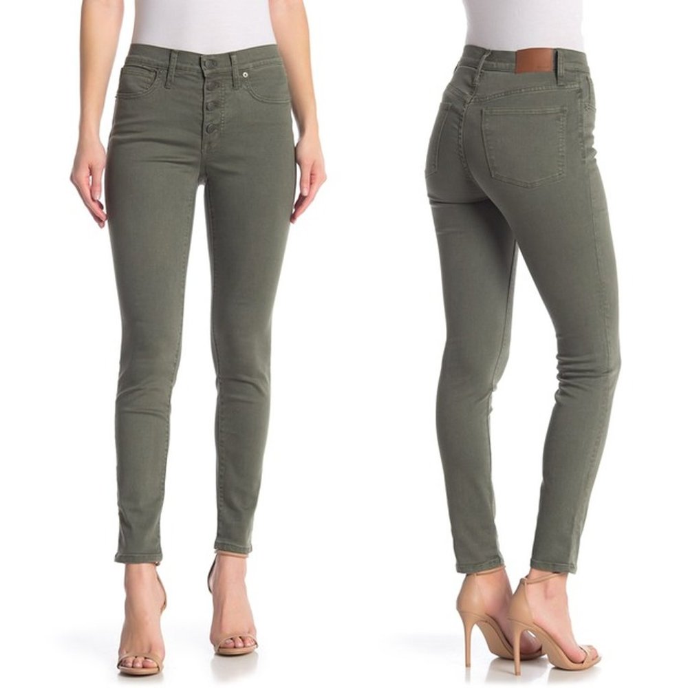 Madewell 9" Mid-Rise Skinny Jeans Size 25 Olive